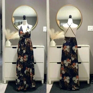 Korean Style summer beach Maxi  Dress in Navy